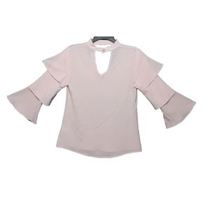 Candie's Women's Gigi Arm Ruffle Rose Blouse